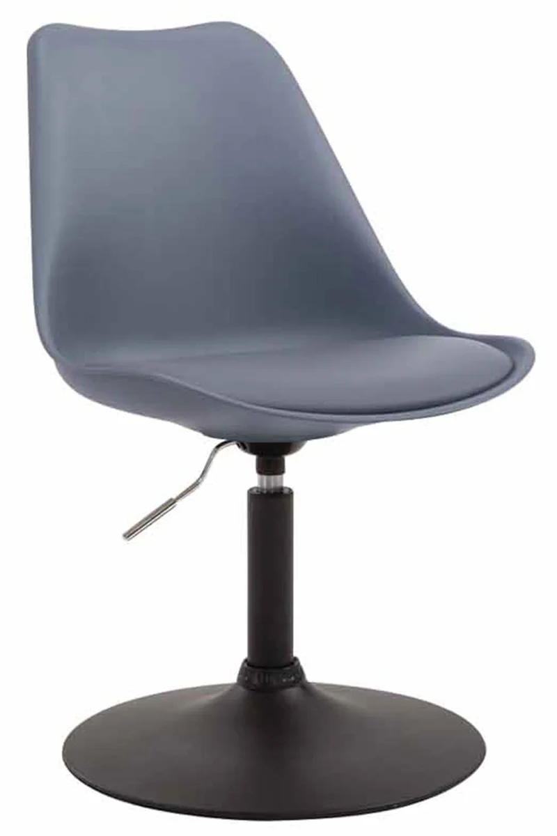 Lot de 4 chaises de salle à manger pivotante hauteur réglable en plastique gris et pied trompette en métal noir 10_0001811