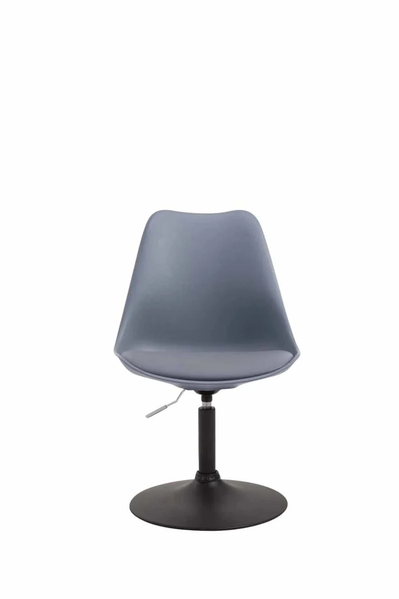 Lot de 4 chaises de salle à manger pivotante hauteur réglable en plastique gris et pied trompette en métal noir 10_0001811