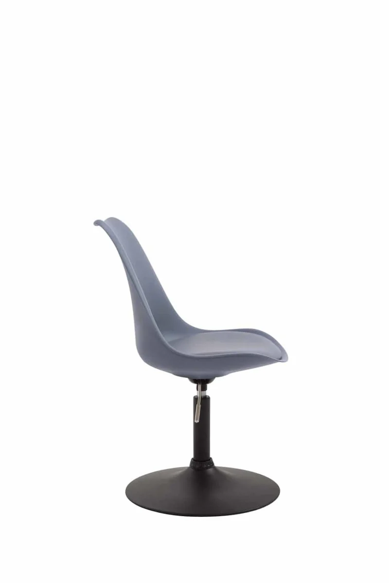 Lot de 4 chaises de salle à manger pivotante hauteur réglable en plastique gris et pied trompette en métal noir 10_0001811