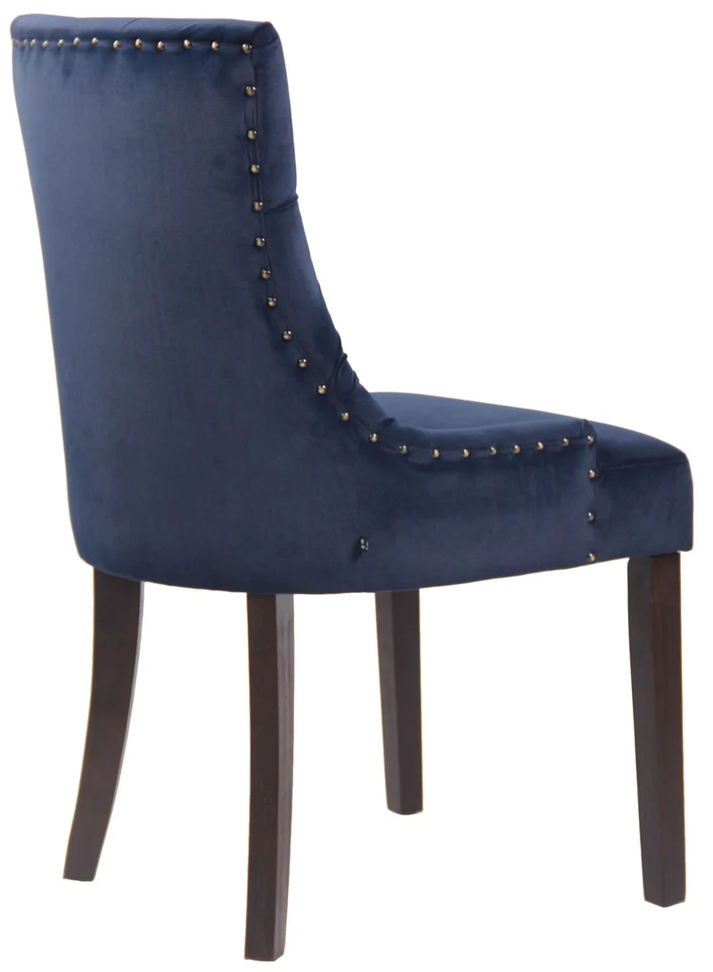 Chaise de salle à manger x1 design antique capitonné en velours bleu avec 4 pieds en bois marron 10_0001935