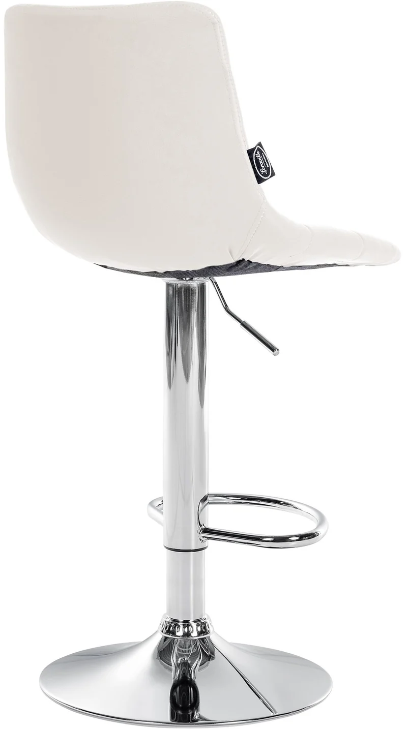 Lot de 2 tabourets de bar en synthétique blanc base métal chromé réglable en hauteur et repose-pieds TDB10642