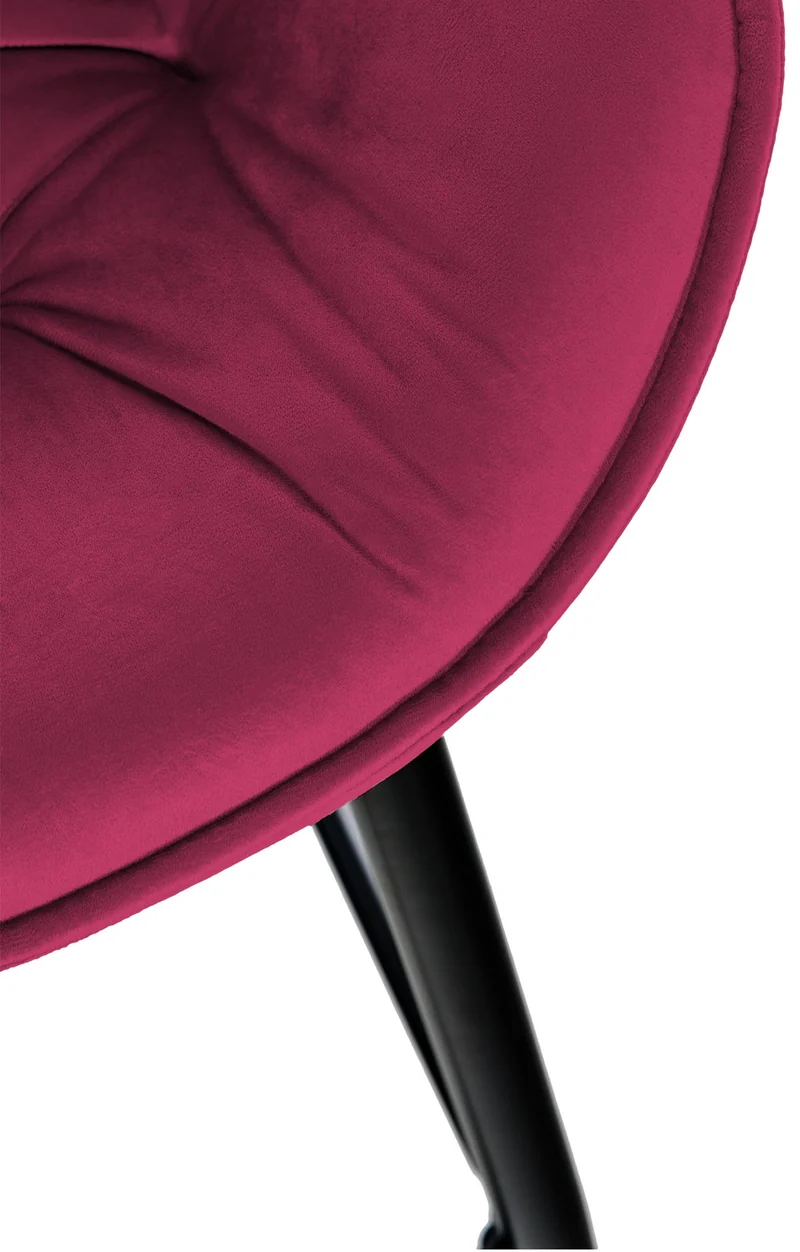 Tabouret de bar chaise haute x1 assise effet capitonnée en velours bordeaux et métal noir 10_0004887
