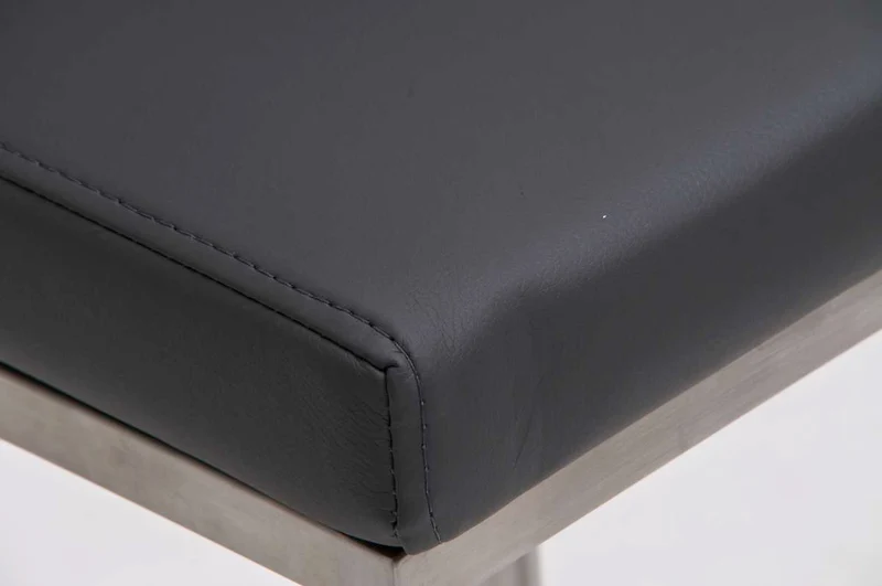 Tabouret de bar x1 avec repose-pieds plaque de base carrée en acier inoxydable assise en PVC gris 10_0005312