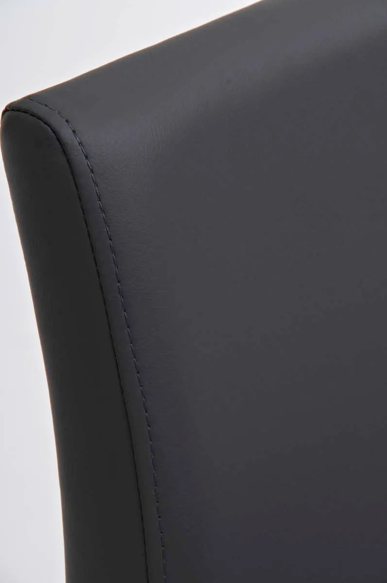 Tabouret de bar x1 avec repose-pieds plaque de base carrée en acier inoxydable assise en PVC gris 10_0005312
