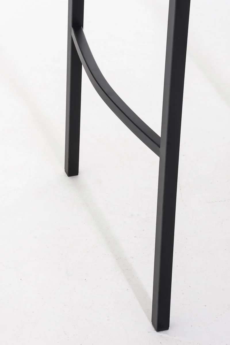 Tabouret de bar chaise haute de comptoir couture carrées assise en tissu marron clair 4 pieds stables en métal noir 10_0004705