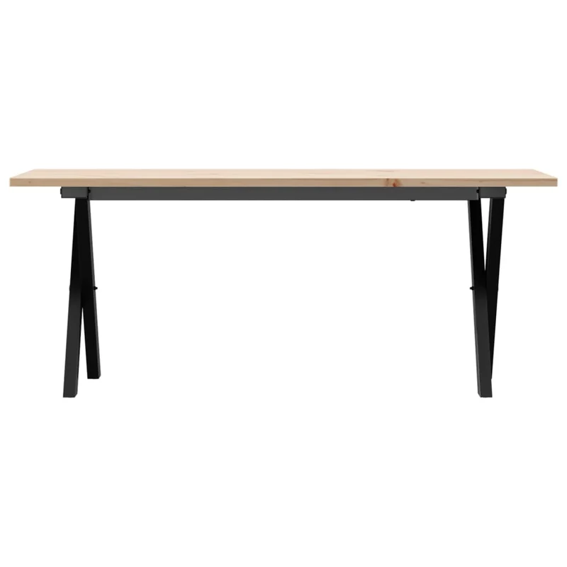 Table basse rectangulaire style industriel cadre en x 110 x 40 x 45 cm bois de pin et acier noir DEC036257
