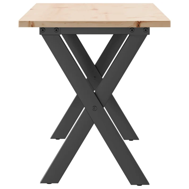 Table basse rectangulaire style industriel cadre en x 110 x 40 x 45 cm bois de pin et acier noir DEC036257