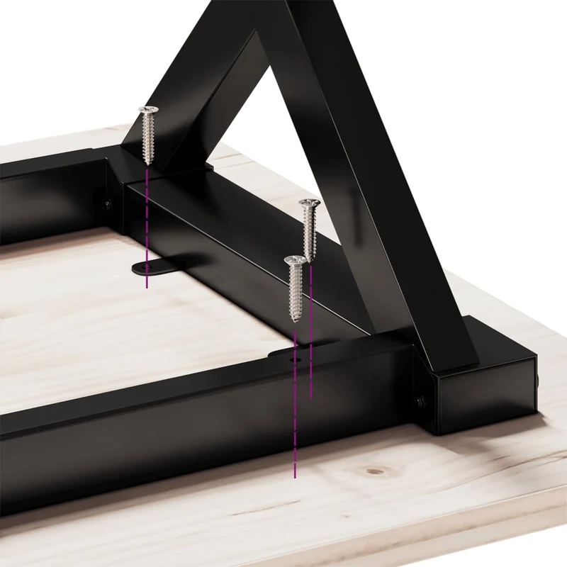 Table basse rectangulaire style industriel cadre en x 110 x 40 x 45 cm bois de pin et acier noir DEC036257
