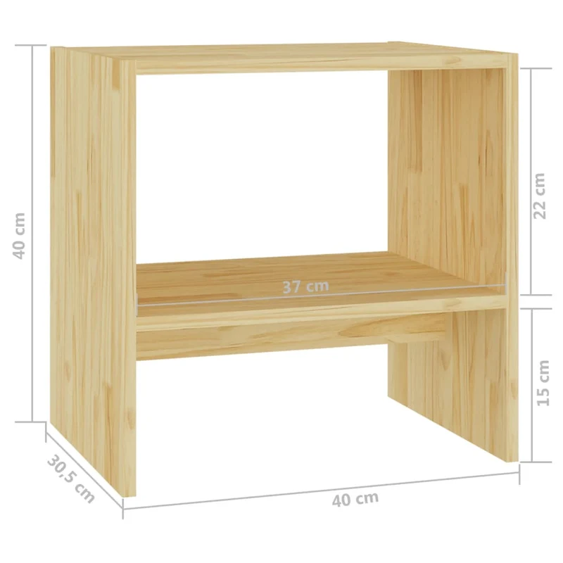 Lot de 2 tables de chevet avec étagère 40 x 30,5 x 40 cm bois de pin non traité DEC034755