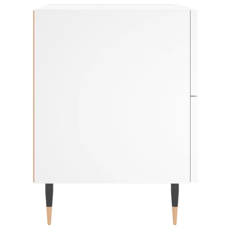 Table de chevet avec deux troirs 40 x 35 x 47,5 cm bois d’ingénierie blanc et fer DEC033361