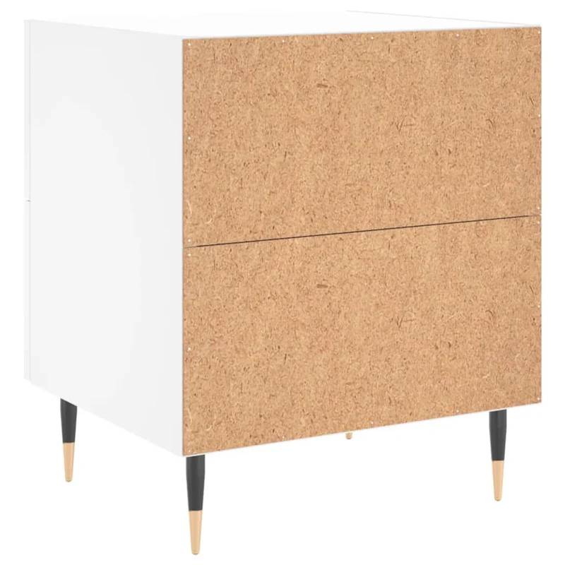 Table de chevet avec deux troirs 40 x 35 x 47,5 cm bois d’ingénierie blanc et fer DEC033361
