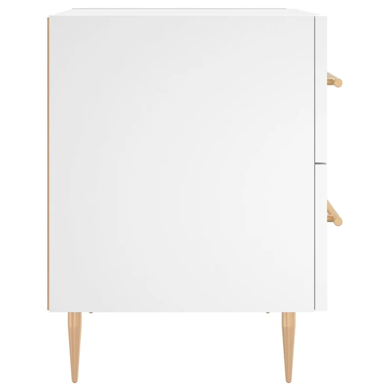 Table de chevet avec deux tiroirs 40 x 35 x 47,5 cm bois d’ingénierie blanc et métal DEC033360