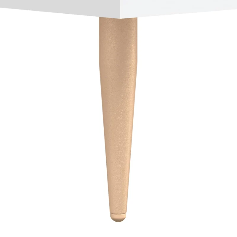 Table de chevet avec deux tiroirs 40 x 35 x 47,5 cm bois d’ingénierie blanc et métal DEC033360