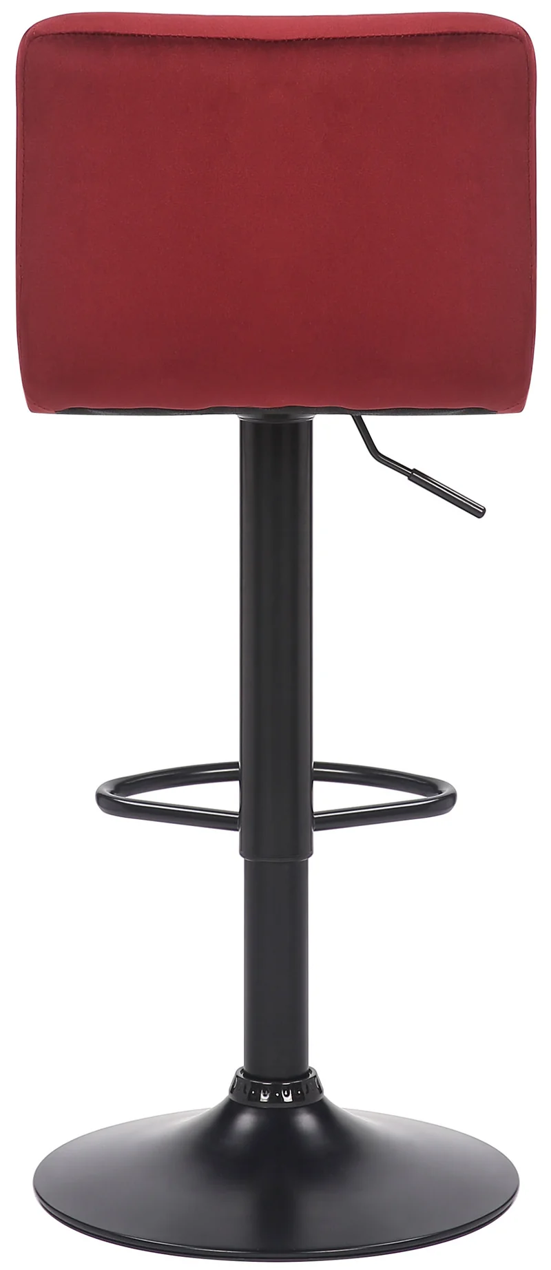 Tabouret de bar en velours rouge avec pieds en métal noir assise rembourée repose-pieds pivotant TDB10181