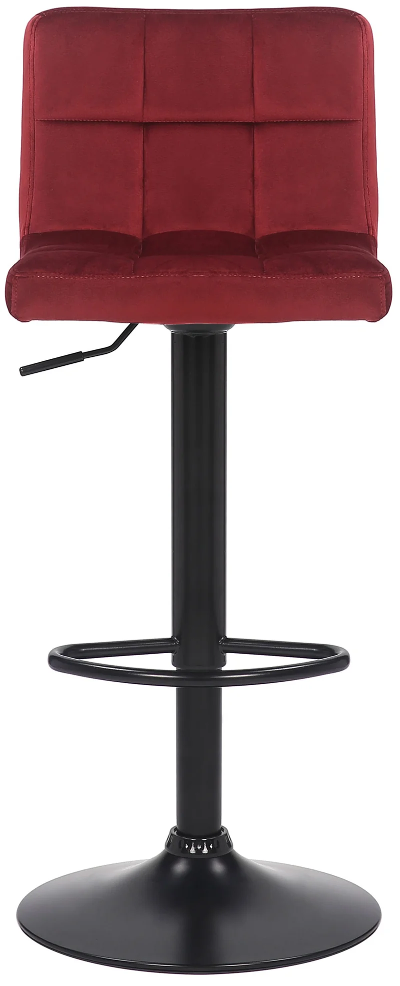 Lot de 2 tabourets de bar en velours rouge coutures décoratives piètement métal noir 10_0004147