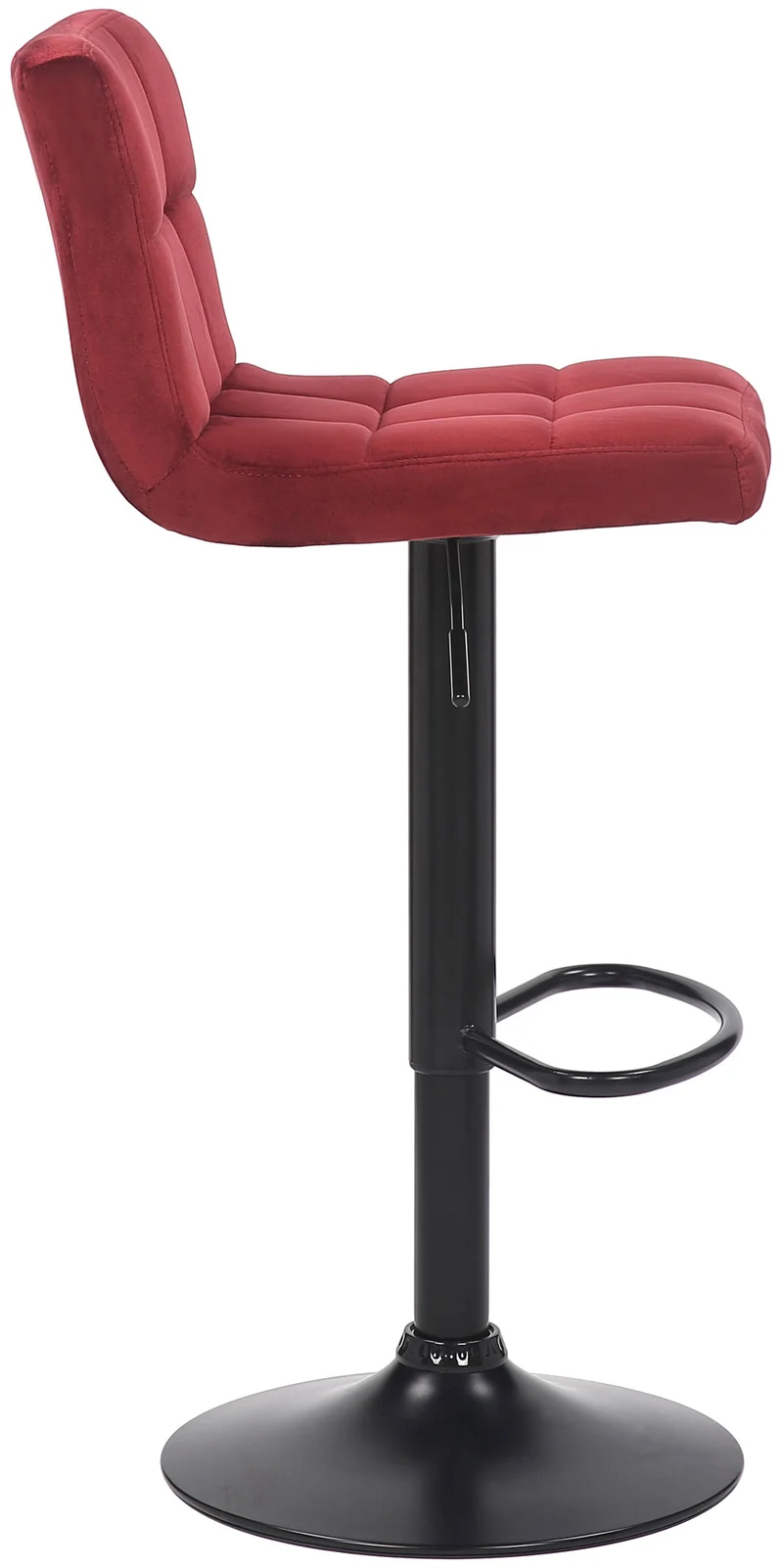 Lot de 2 tabourets de bar en velours rouge coutures décoratives piètement métal noir 10_0004147