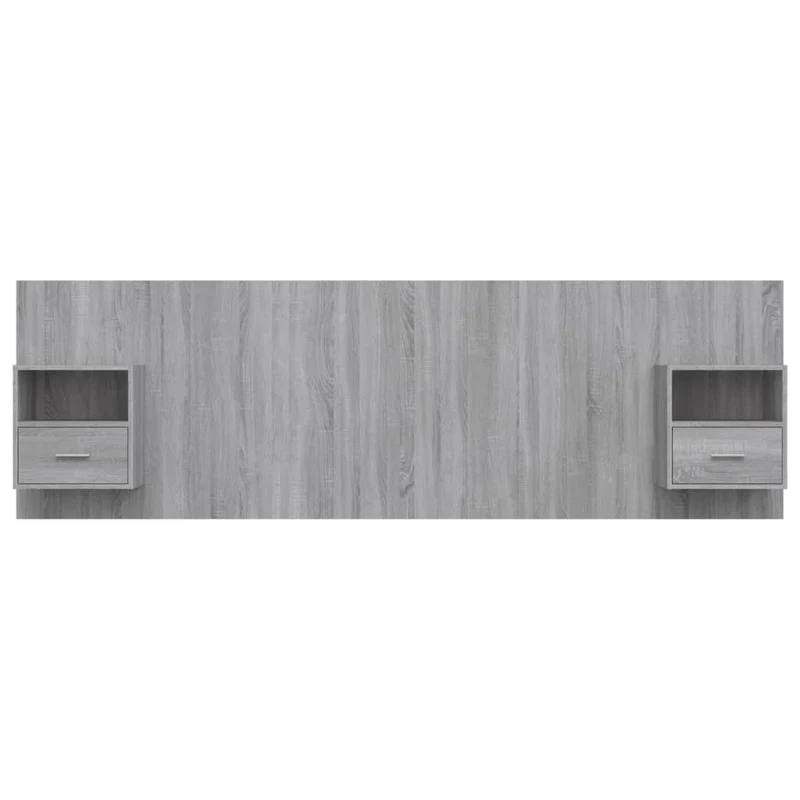 Tête de lit accessoire couchage chambre à coucher meuble avec chevet intégré étagère MDF gris TDL0205807