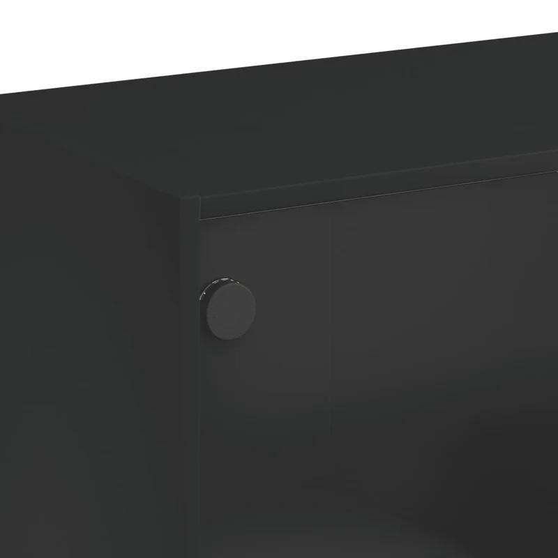 Table basse de salon design moderne avec portes vitée 102 x 50 x 42 cm bois d'ingénierie noir et verre DEC037737