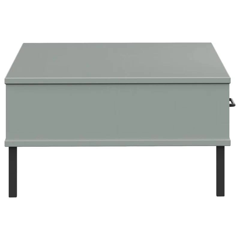 Table basse de salon avec tiroir design moderne avec pieds en métal plateau en bois pin gris DEC037715