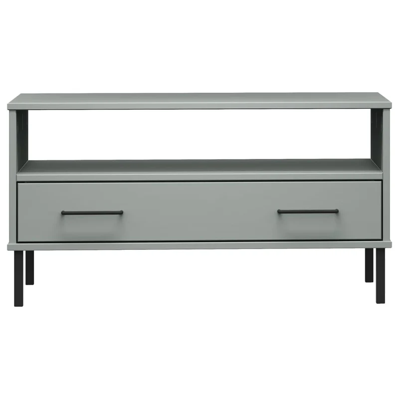Table basse de salon avec tiroir design moderne avec pieds en métal 85 x 50 x 45 cm bois gris DEC037714