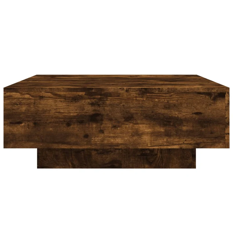 Table basse de salon design moderne avec lumières LED 80 x 80 x 31 cm bois d'ingénierie marron DEC037621