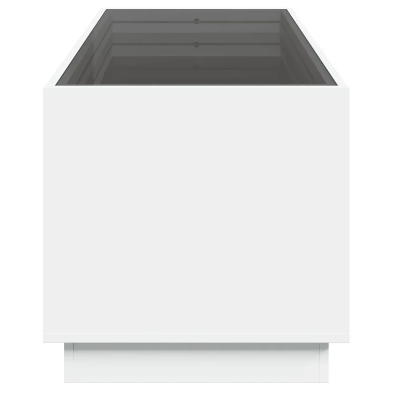 Table basse de salon avec étagère design moderne avec LED 90 x 50 x 50 cm bois d'ingénierie blanc et verre DEC037444