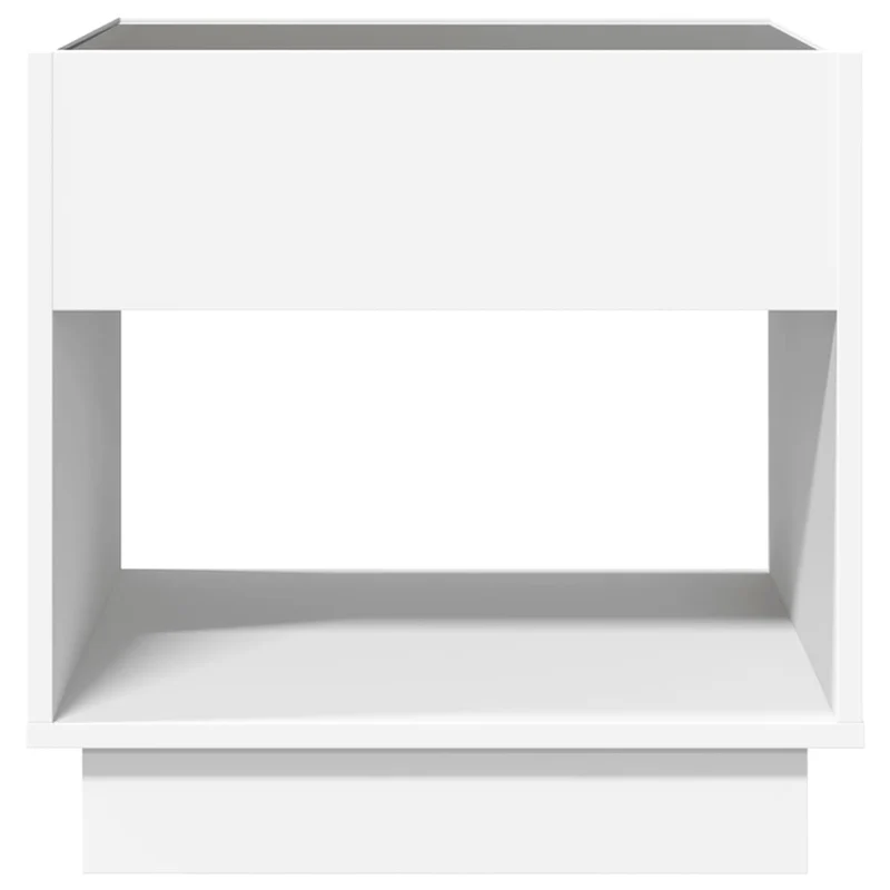 Table basse table de chevet avec étagère design moderne avec LED 50 x 50 x 50 cm bois d'ingénierie blanc et verre DEC037438