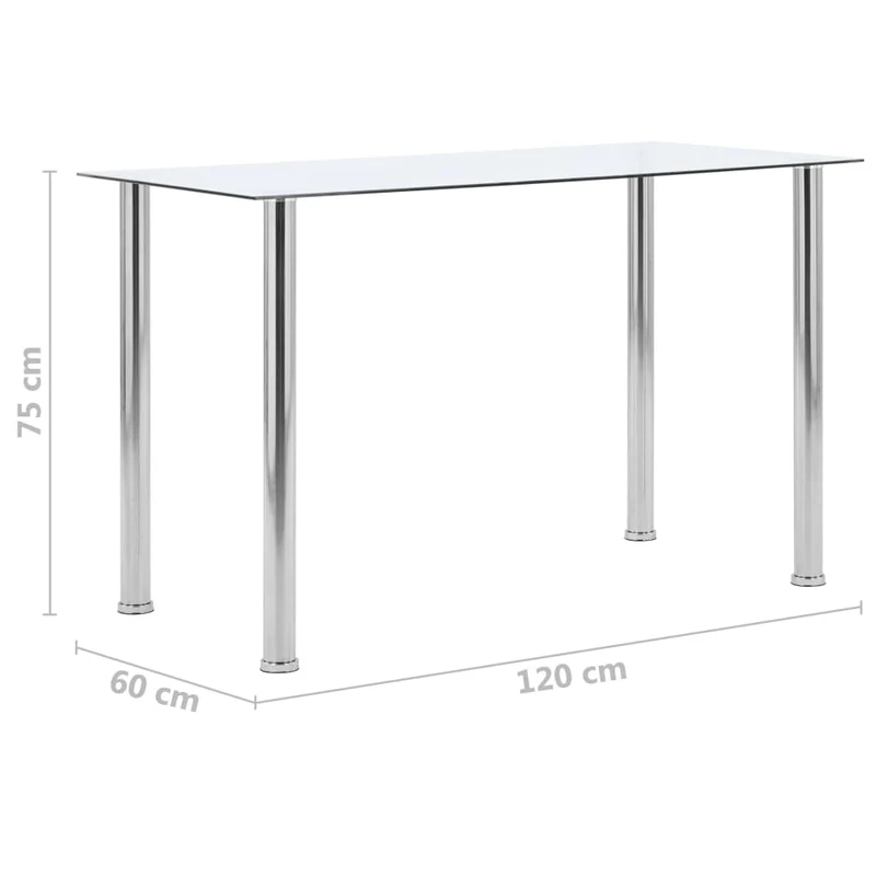 Table de salle à manger design classique 120 x 60 x 75 cm verre trempé transparent DEC036913