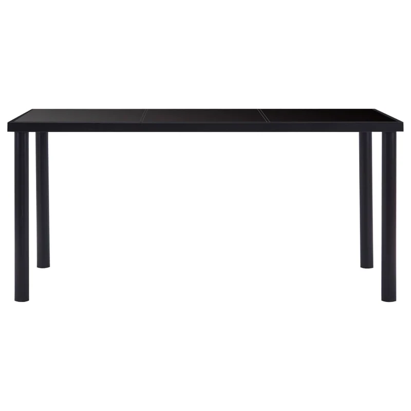 Table de salle à manger design simple 160 x 80 x 75 cm verre trempé noir et métal DEC036882