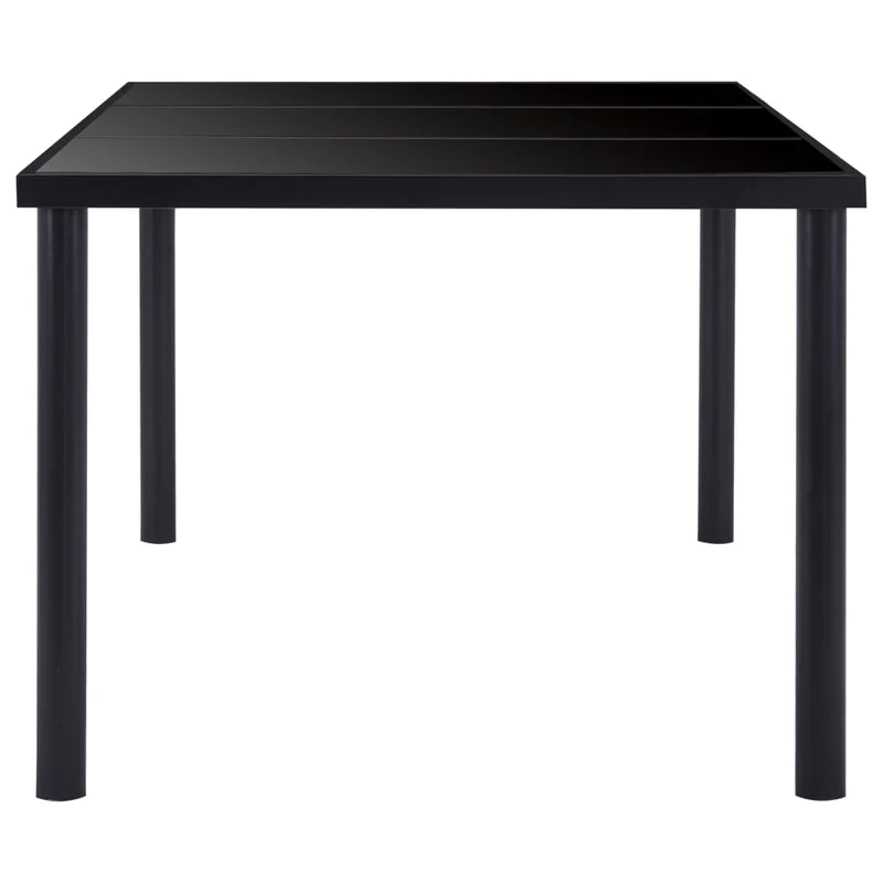 Table de salle à manger design simple 160 x 80 x 75 cm verre trempé noir et métal DEC036882