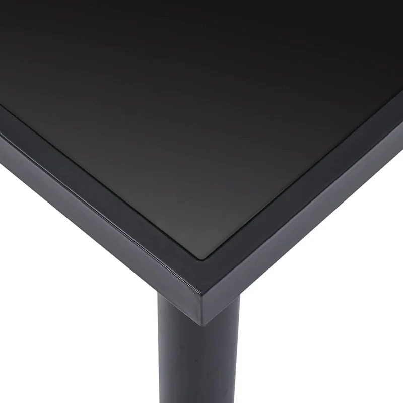 Table de salle à manger design simple 160 x 80 x 75 cm verre trempé noir et métal DEC036882