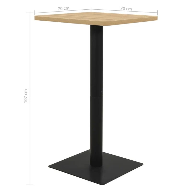 Table d'appoint auxiliaire table bistro 70 x 70 x 107 cm panneau de particules de mélamine et acier noir DEC036554