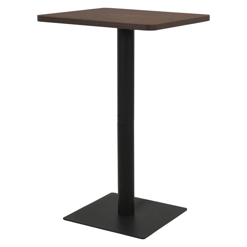 Table d'appoint auxiliaire table bistro 78,5 x 78,5 x 107 cm panneau de particules de mélamine marron foncé et acier DEC036548
