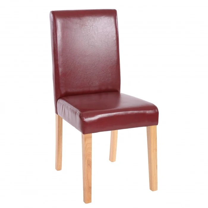 Lot de 4 chaises de salle à manger synthétique rouge/brun pieds clairs CDS04134