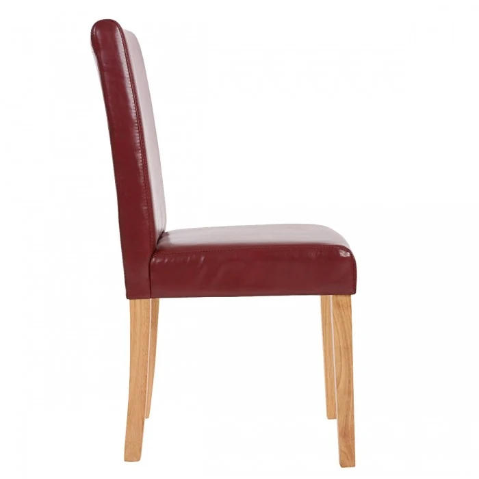 Lot de 4 chaises de salle à manger synthétique rouge/brun pieds clairs CDS04134
