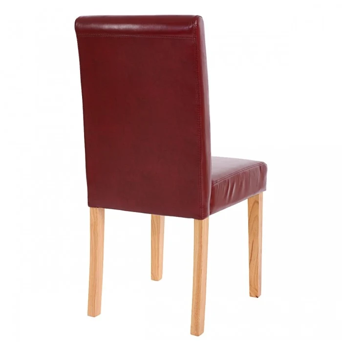 Lot de 4 chaises de salle à manger synthétique rouge/brun pieds clairs CDS04134
