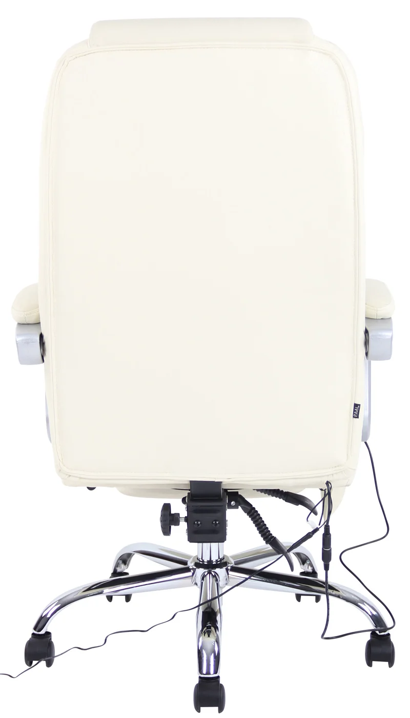 Fauteuil de bureau avec fonction massage et repose-pieds ajustables en véritable cuir crème 10_0002573