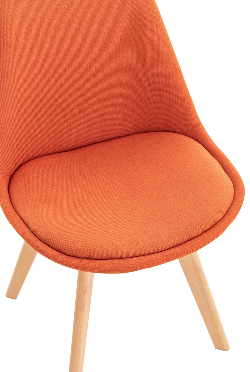 Lot de 4 chaises de salle à manger cuisine bureau style scandinave en tissu orange pieds en bois 10_0000366