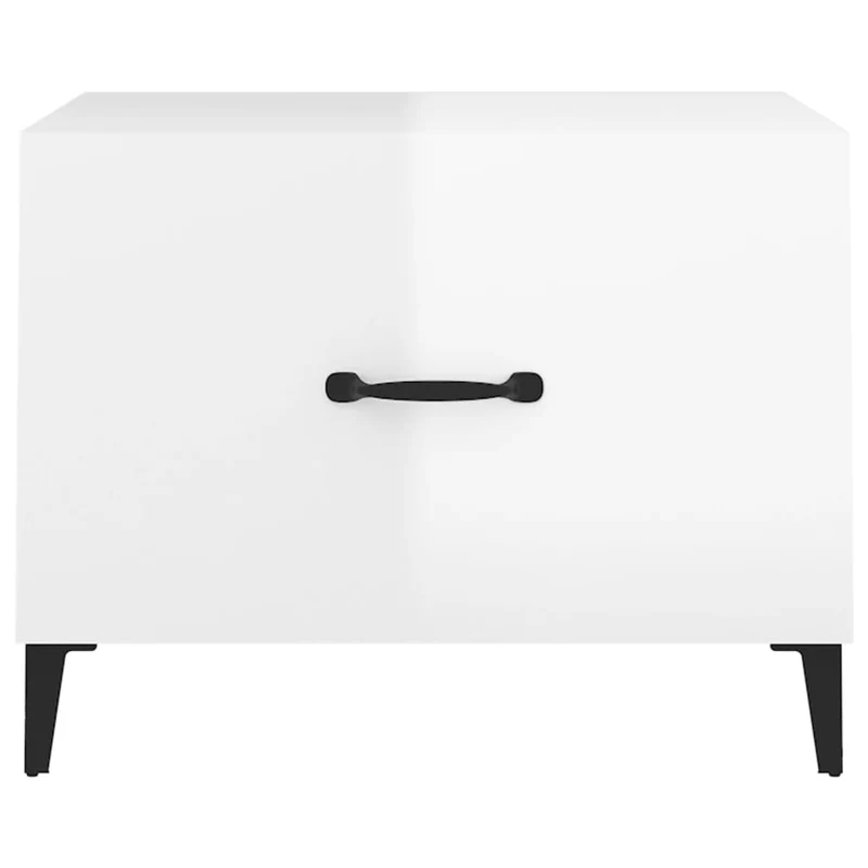 Table basse de salon avec tiroir design moderne avec pieds en métal 50 x 50 x 40 cm bois d'ingénierie blanc DEC037710