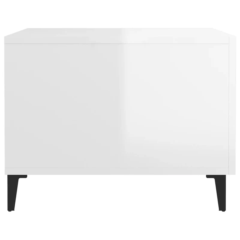 Table basse de salon avec tiroir design moderne avec pieds en métal 50 x 50 x 40 cm bois d'ingénierie blanc DEC037710