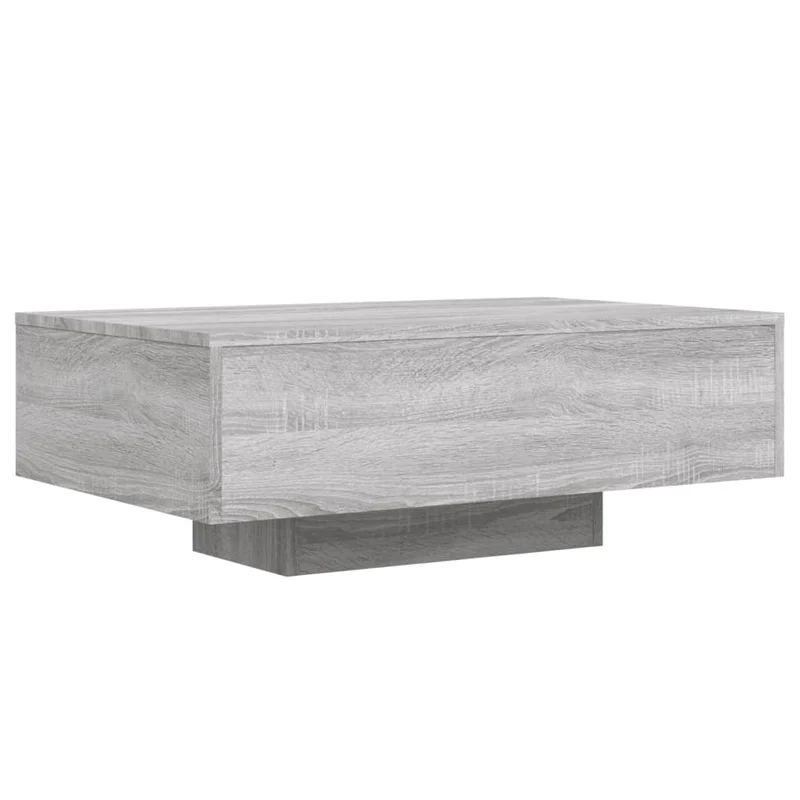 Table basse de salon design moderne avec lumières LED 85 x 55 x 31 cm bois d'ingénierie gris DEC037695