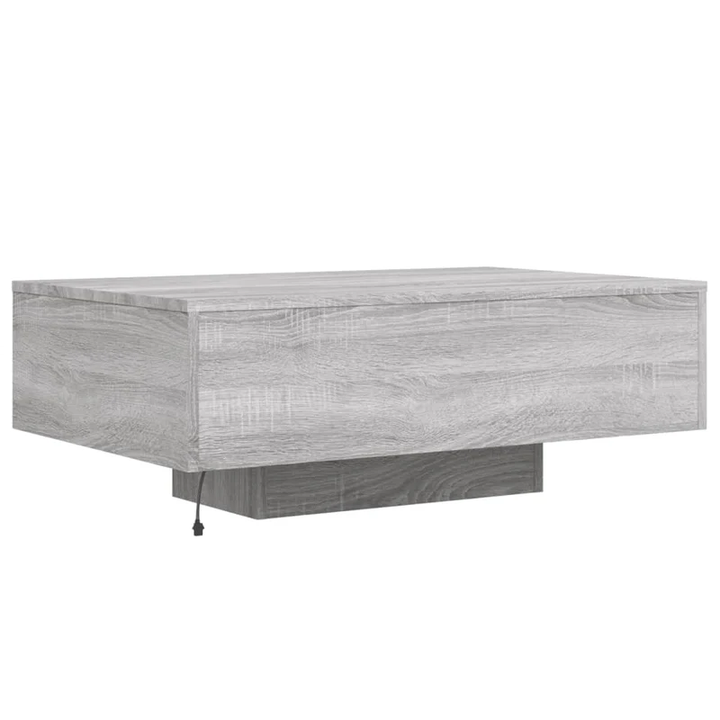 Table basse de salon design moderne avec lumières LED 85 x 55 x 31 cm bois d'ingénierie gris DEC037695