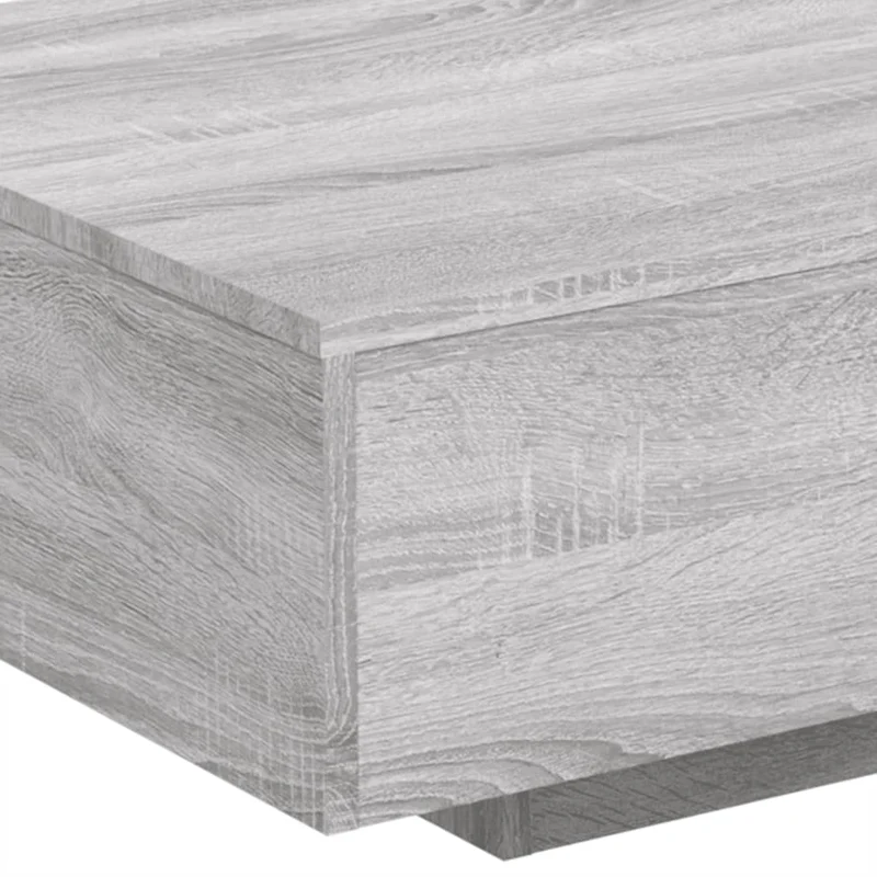 Table basse de salon design moderne avec lumières LED 85 x 55 x 31 cm bois d'ingénierie gris DEC037695
