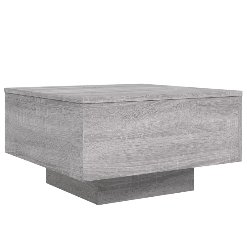 Table basse de salon design moderne avec lumières LED 55 x 55 x 31 cm bois d'ingénierie gris DEC037693