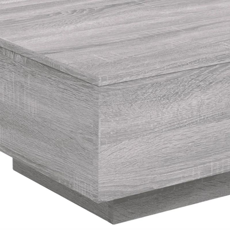 Table basse de salon design moderne avec lumières LED 55 x 55 x 31 cm bois d'ingénierie gris DEC037693