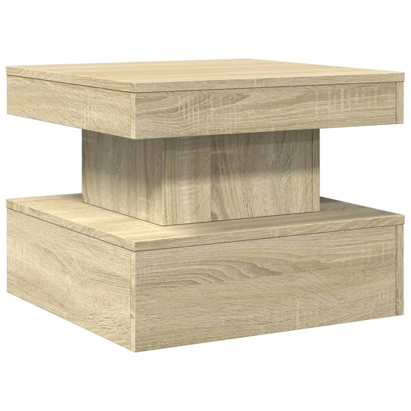 Table basse de salon design moderne avec lumières LED 50 x 50 x 40 cm bois d'ingénierie couleur chêne DEC037645