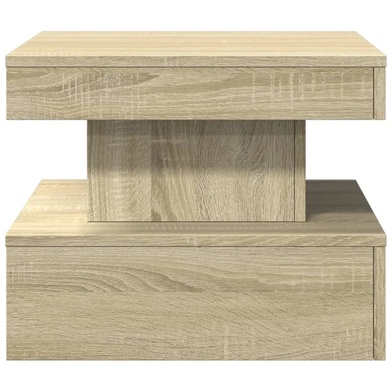 Table basse de salon design moderne avec lumières LED 50 x 50 x 40 cm bois d'ingénierie couleur chêne DEC037645