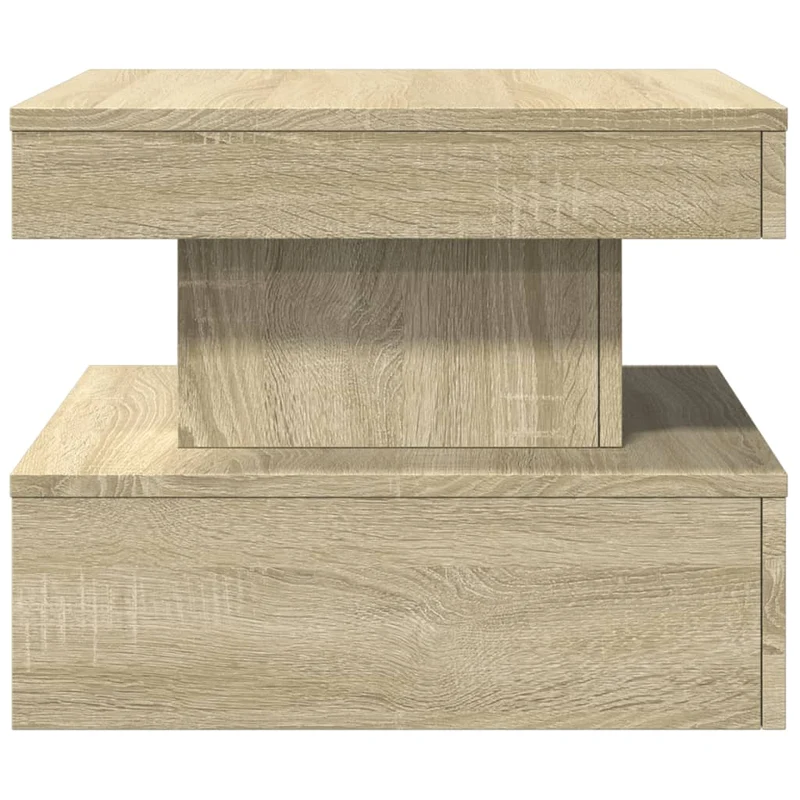 Table basse de salon design moderne avec lumières LED 50 x 50 x 40 cm bois d'ingénierie couleur chêne DEC037645