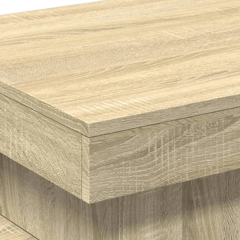 Table basse de salon design moderne avec lumières LED 50 x 50 x 40 cm bois d'ingénierie couleur chêne DEC037645