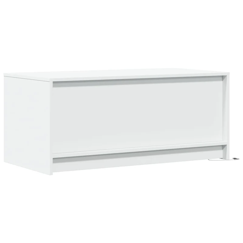 Table basse de salon avec tiroir design moderne avec lumières LED 100 x 50 x 43,5 cm en bois d'ingénierie blanc DEC037606